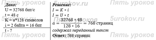 Скорость передачи данных по некоторому каналу связи равна 32 768 бит/с